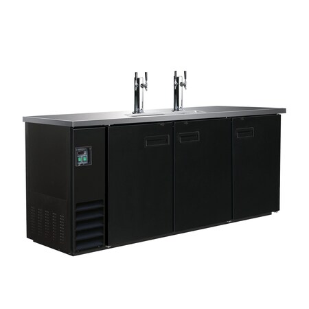 Maxx Cold Beer Tower, 17.2 CUFT, 2- 3" Polished SS Top, BLK Ext. MXBD72-2B